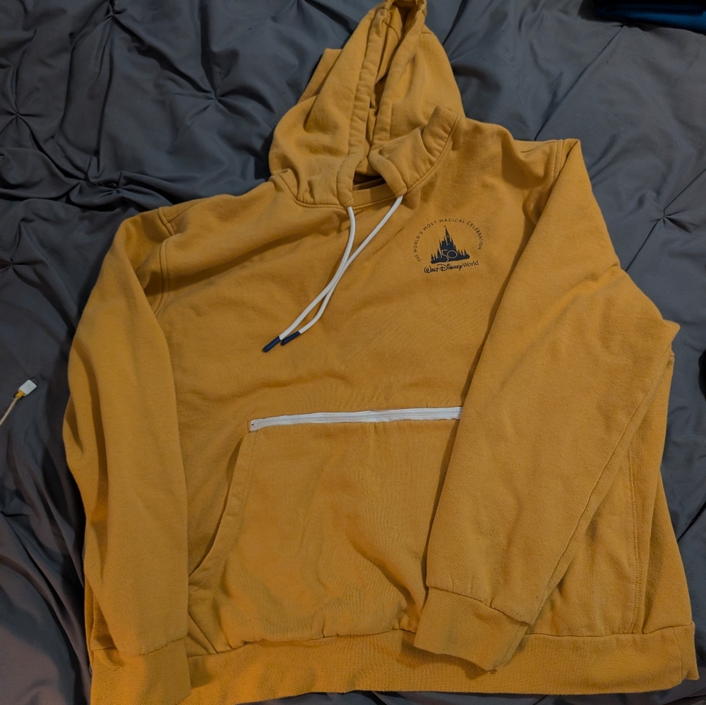 Disney World 50th Anniversary Hoodie Unisex Yellow Mickey Castle 2021